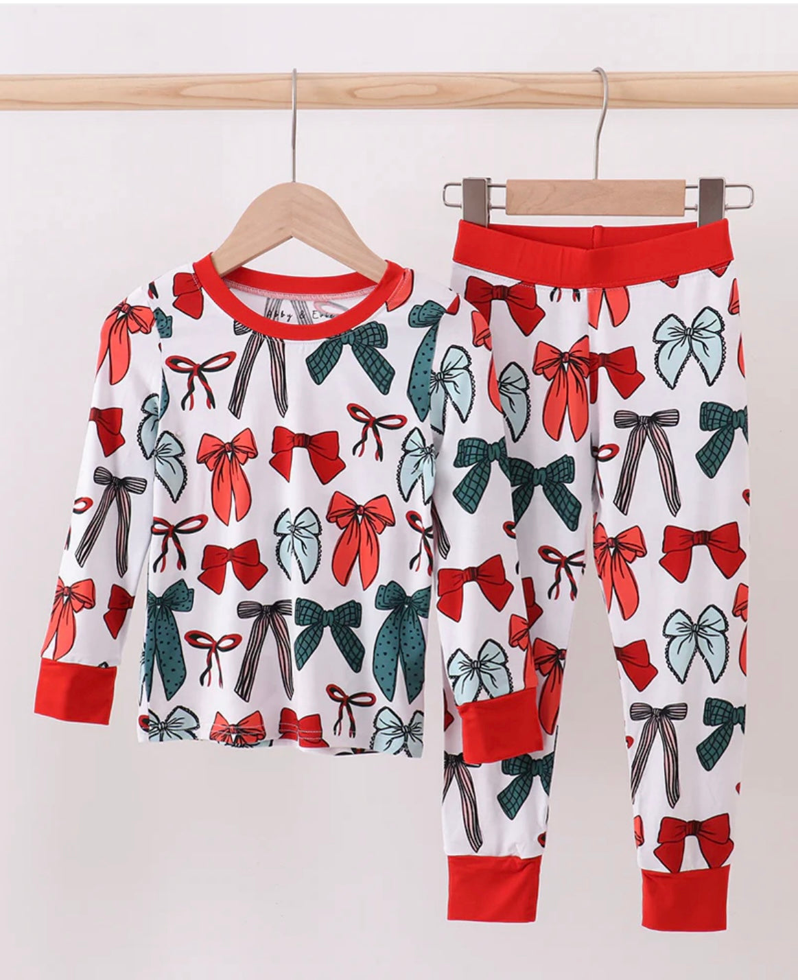 Red Bow Bamboo Girls Pants Set
