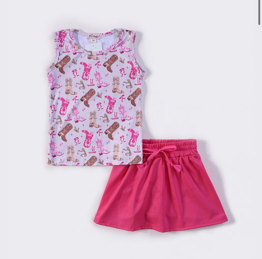 Boots & Bows Girls Skort Set By Clover Cottage