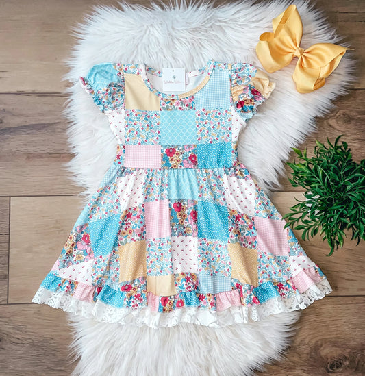 Floral Patchwork Dress by Wellie Kate