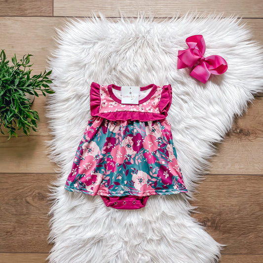 Maroon Floral Infant Onesie By Wellie Kate