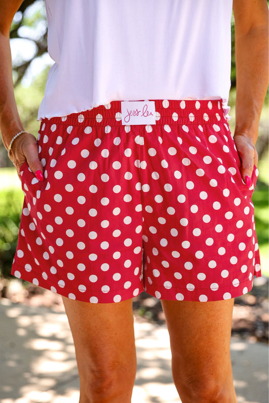 PREORDER- Easy Win Polka Dot Boxer Shorts- Red