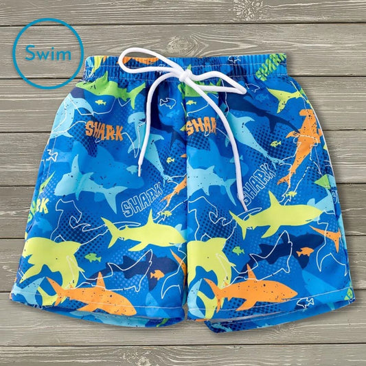 Pre-Order Sharks Swim Shorts By Pete + Lucy