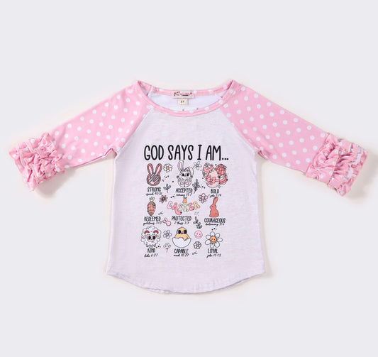God Says Girls Raglan By Clover Cottage