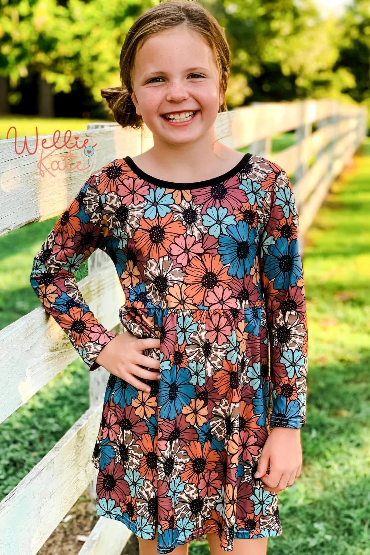 Harvest Flowers Bow Back Dress by Wellie Kate