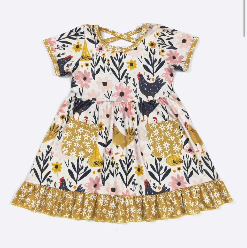 Hen Harvest Girls Dress By Clover Cottage
