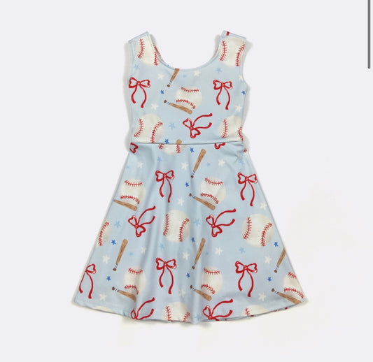 Baseball N Bows Girls Dress By Clover Cottage