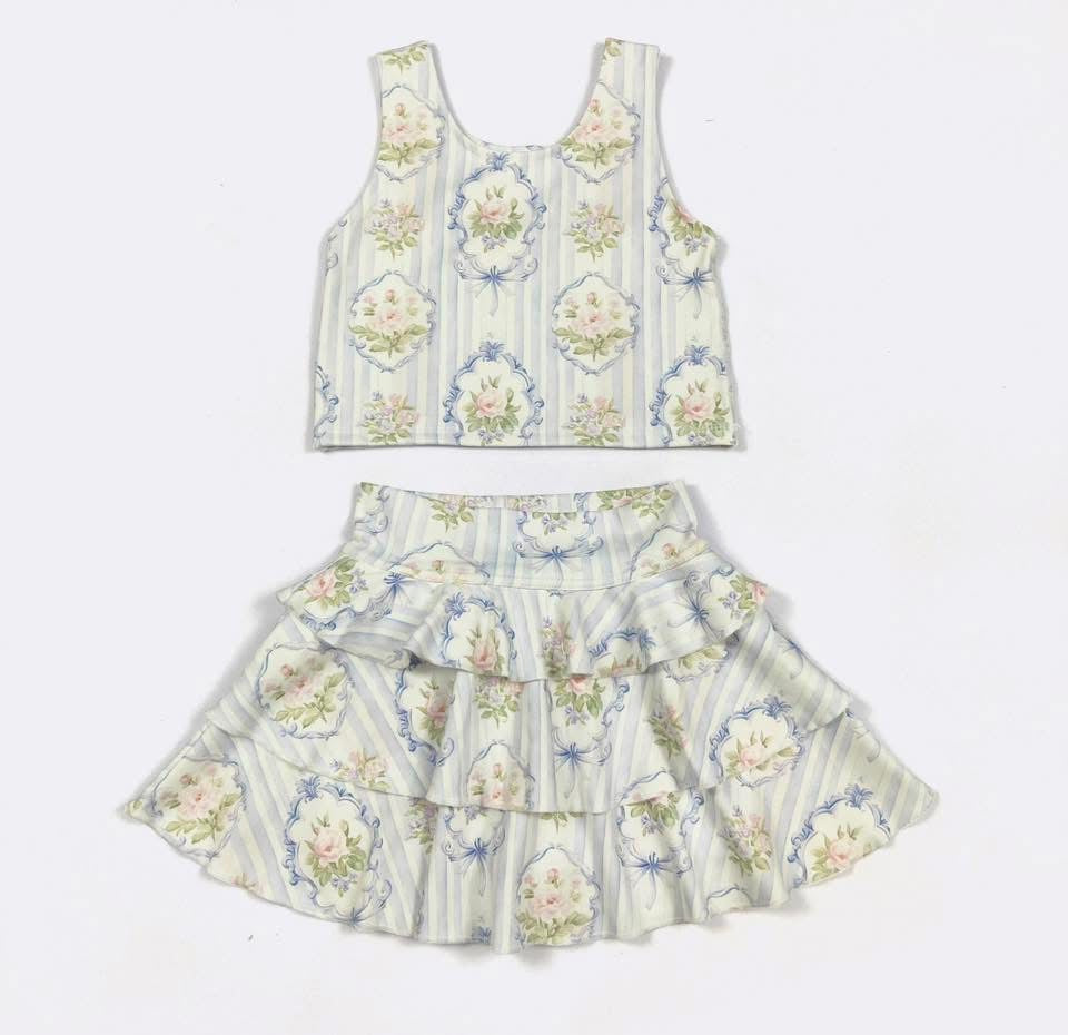 Parisian Blue Ruffle Skort Set By Clover Cottage