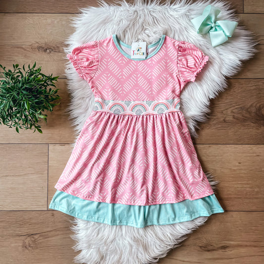 Pre-Order Pink Boho Short Sleeve Dress by TwoCan