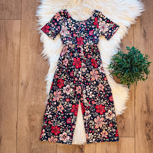 Deep Red Floral Jumpsuit By TwoCan