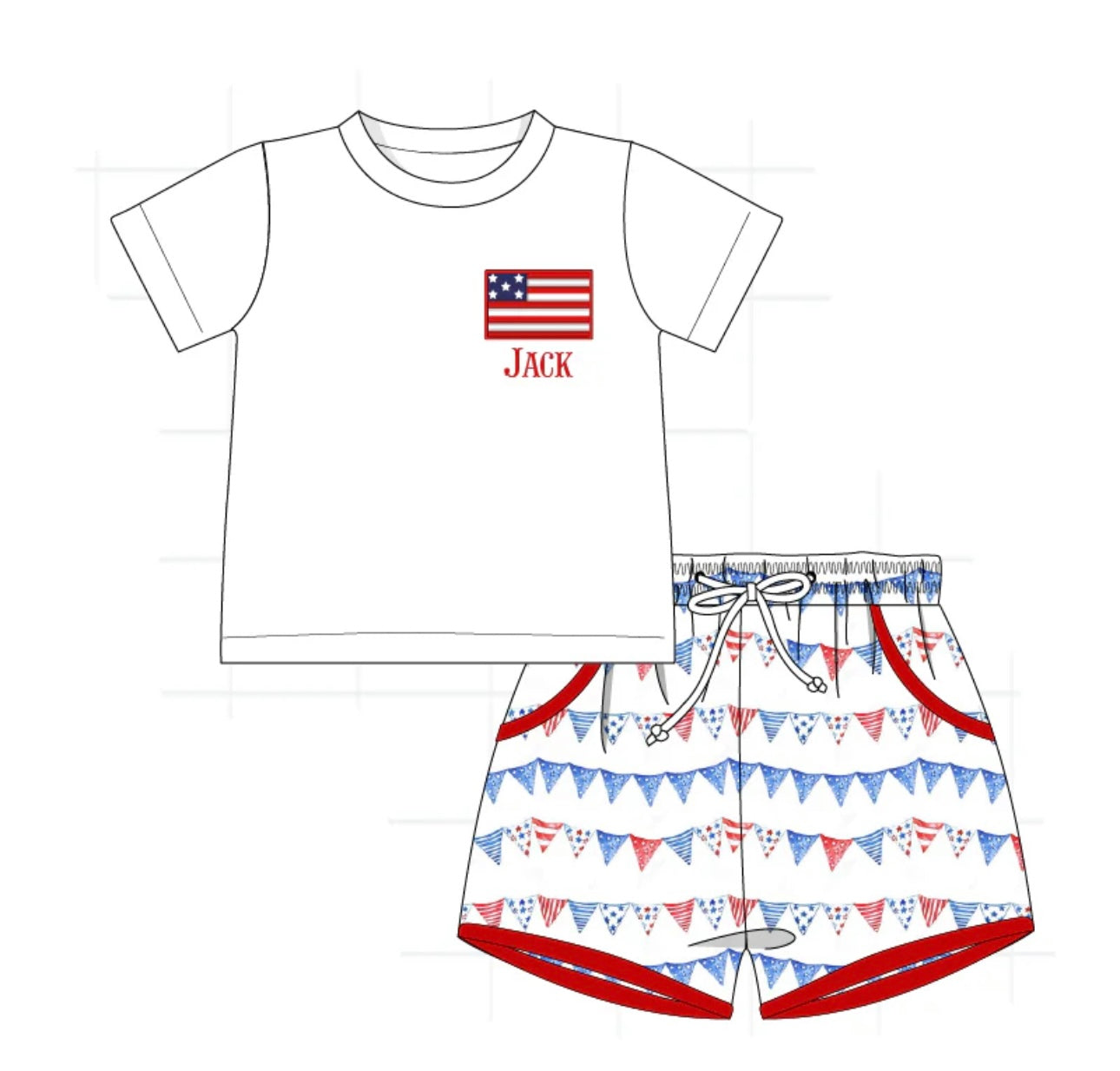 Pre-Order Patriotic Names Boys Short Set