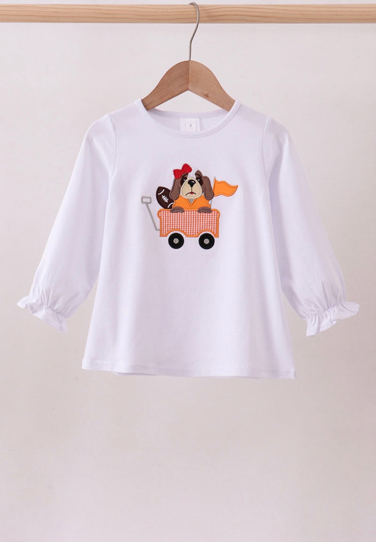 Premium White Tennessee Puppy Applique Top By Honeydew