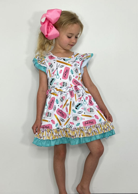 Eraser Girls Dress by Clover Cottage