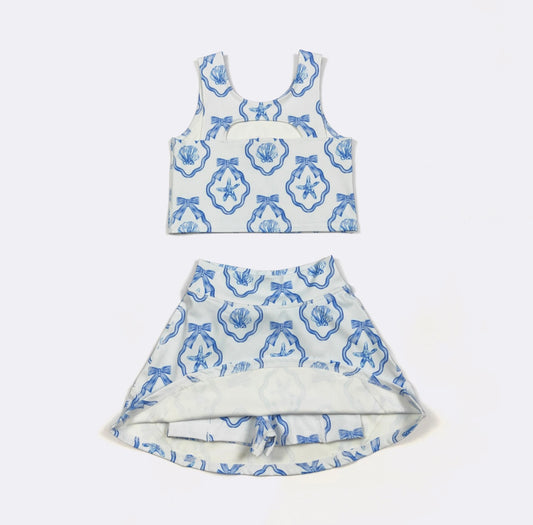 Blue Seashell Belle Girls Skort Set