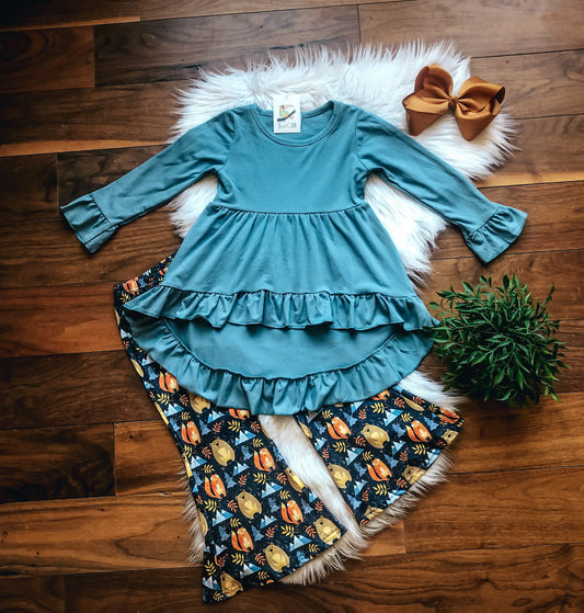 Woodland Foxes Hi-Low Flare Pants Set by TwoCan