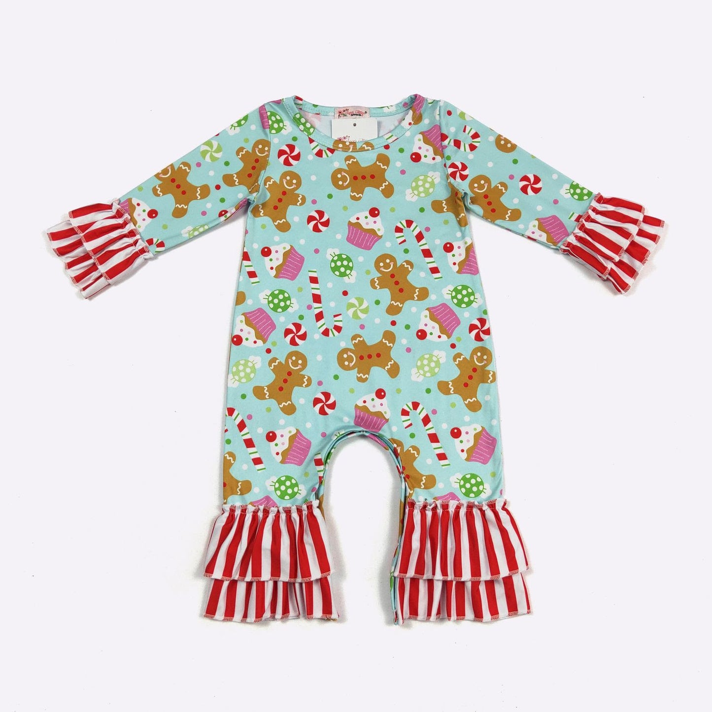 Aqua Gingerbread Infant Romper by Clover Cottage