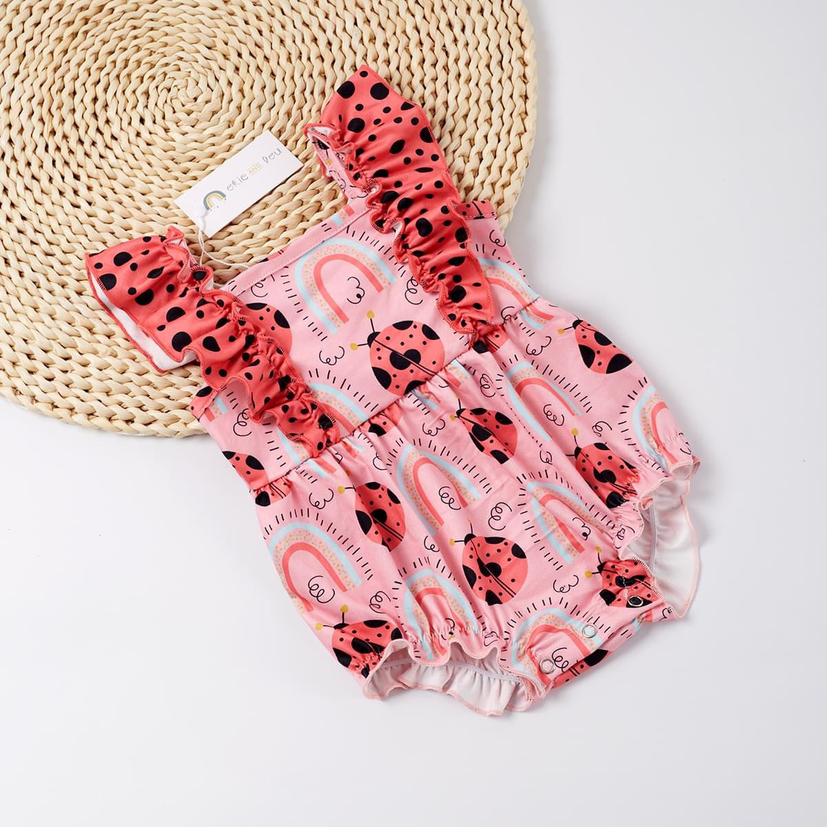 Pink Ladybug Infant Romper by Okie & Lou