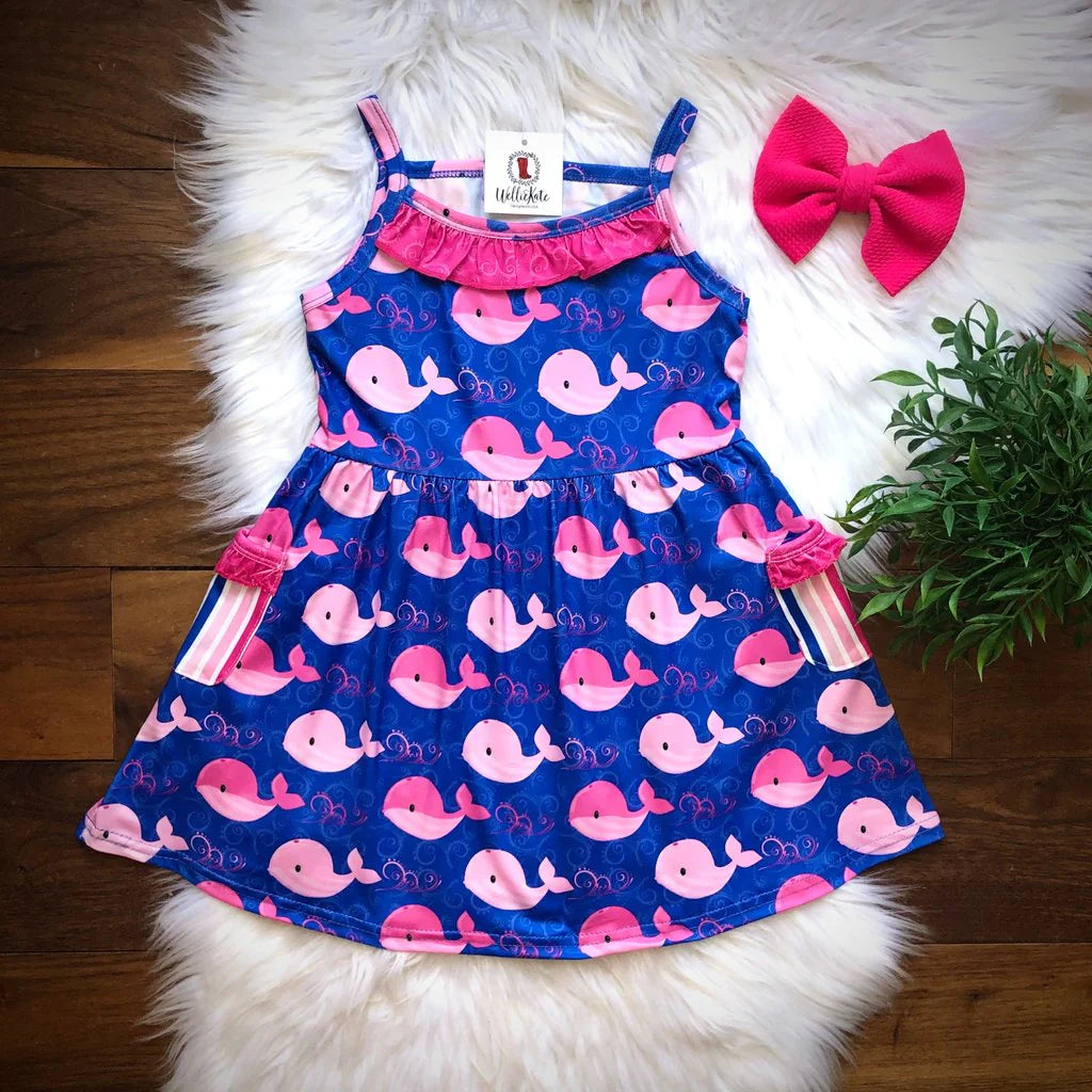 Pink Whale Pocket Dress by TwoCan