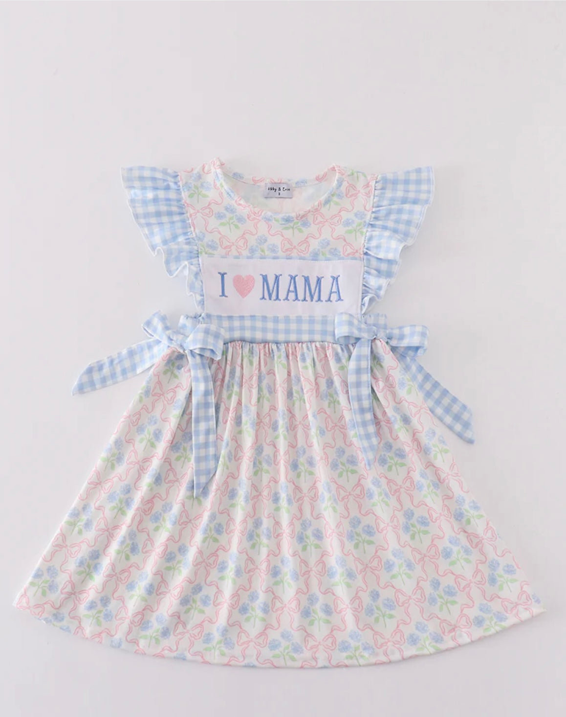 Blue I Love Mama Girls Dress