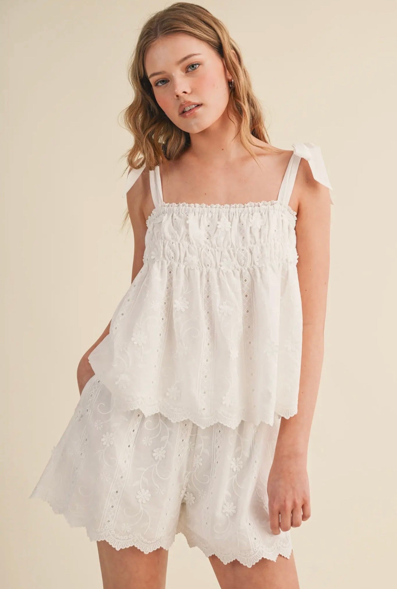 Floral Eyelet Tank + Shorts Set