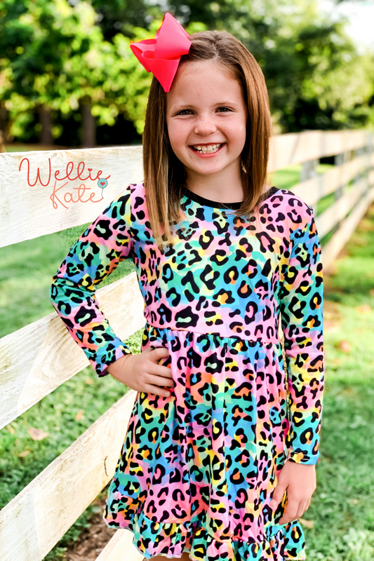 Rainbow Leopard Dress by Wellie Kate