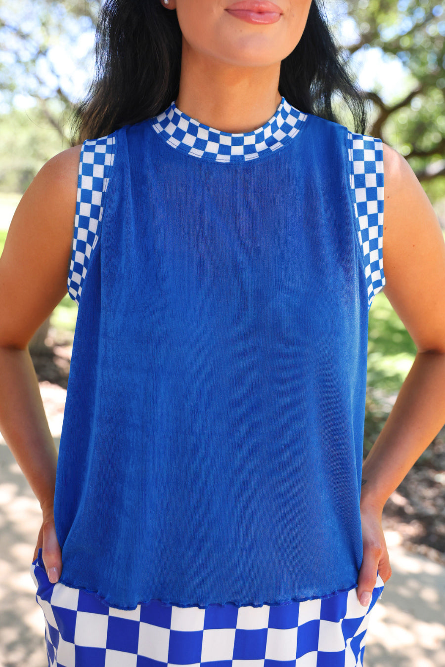 PREORDER- Checkmate Ribbed Tank- Blue