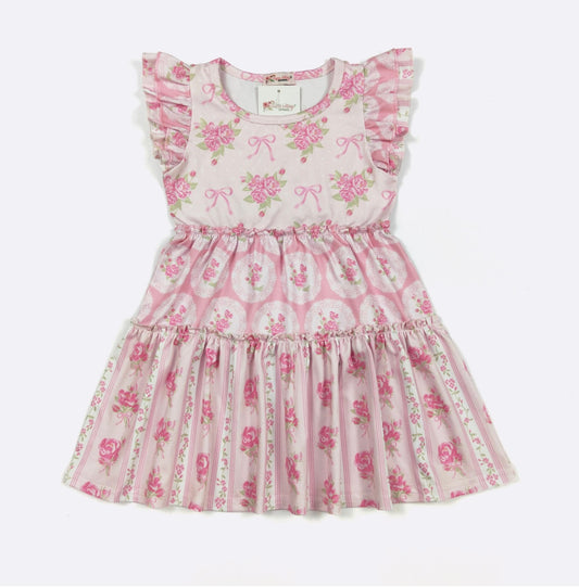 Rose Shabby Chic Girls Dress By Clover Cottage