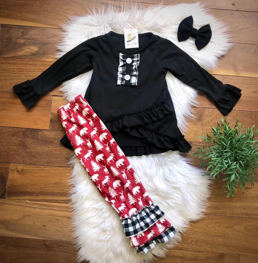 Winter Woodland Triple Ruffle Pants Set by TwoCan