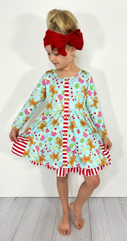 Aqua Gingerbread Dress by Clover Cottage