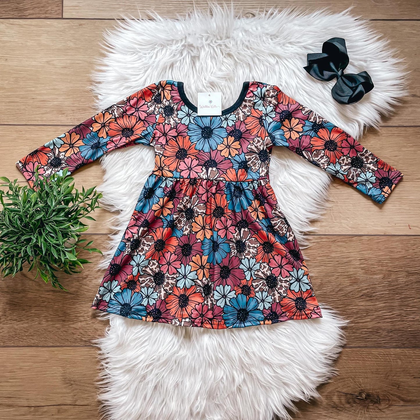 Harvest Flowers Bow Back Dress by Wellie Kate