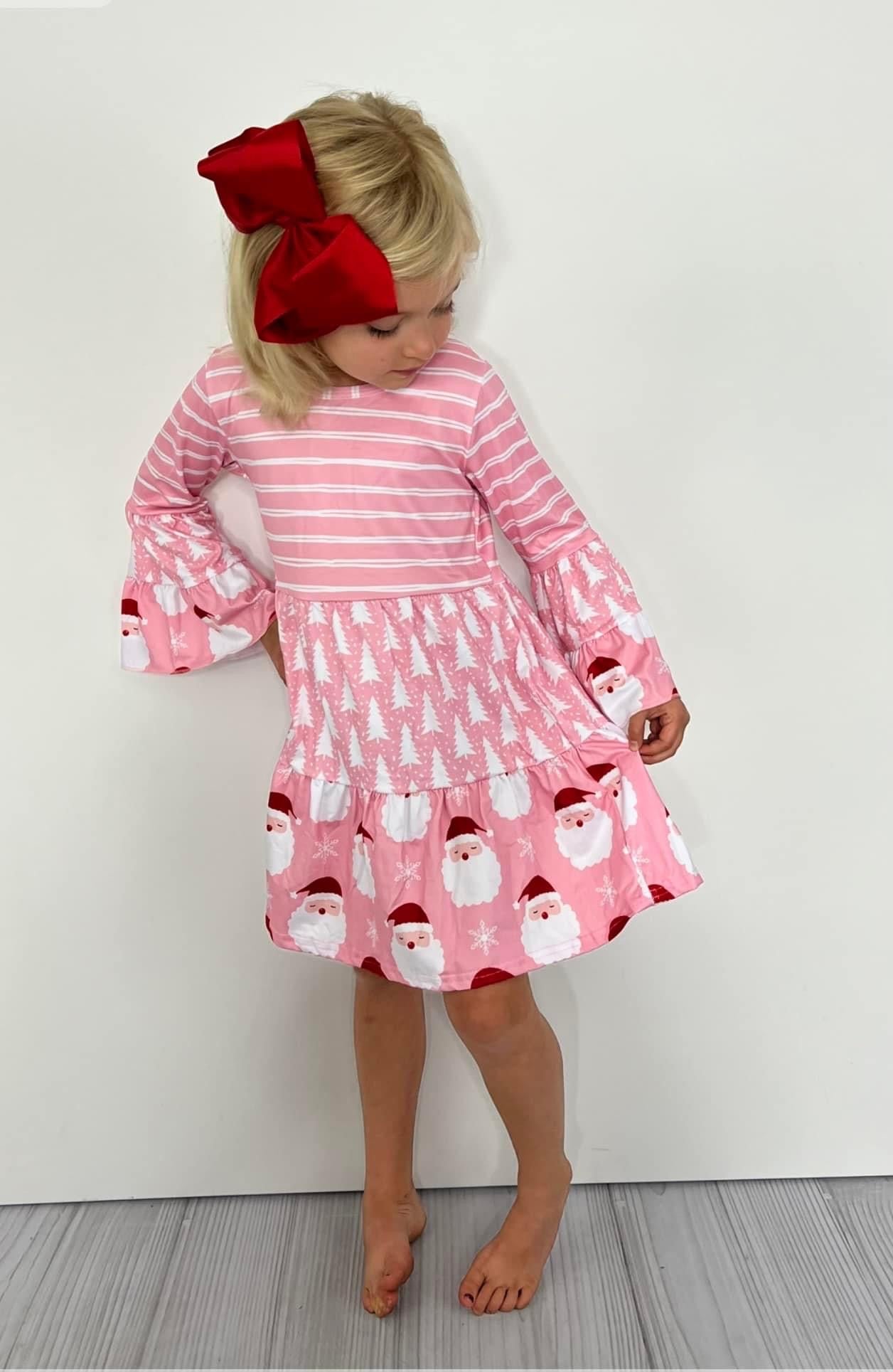 Pink St. Nick Girls Dress by Clover Cottage
