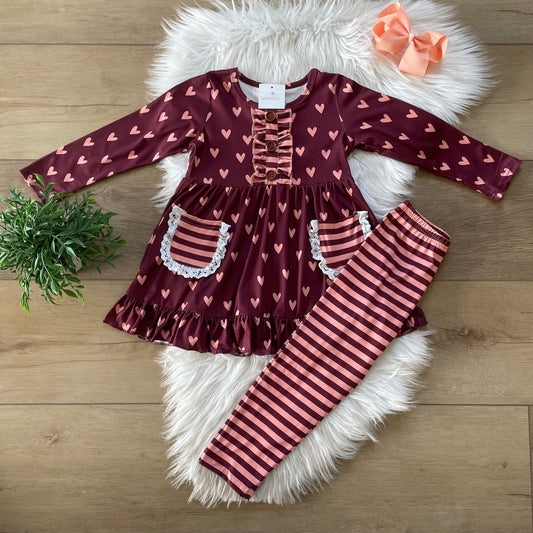 Valentine Hearts Pant Set by Wellie Kate