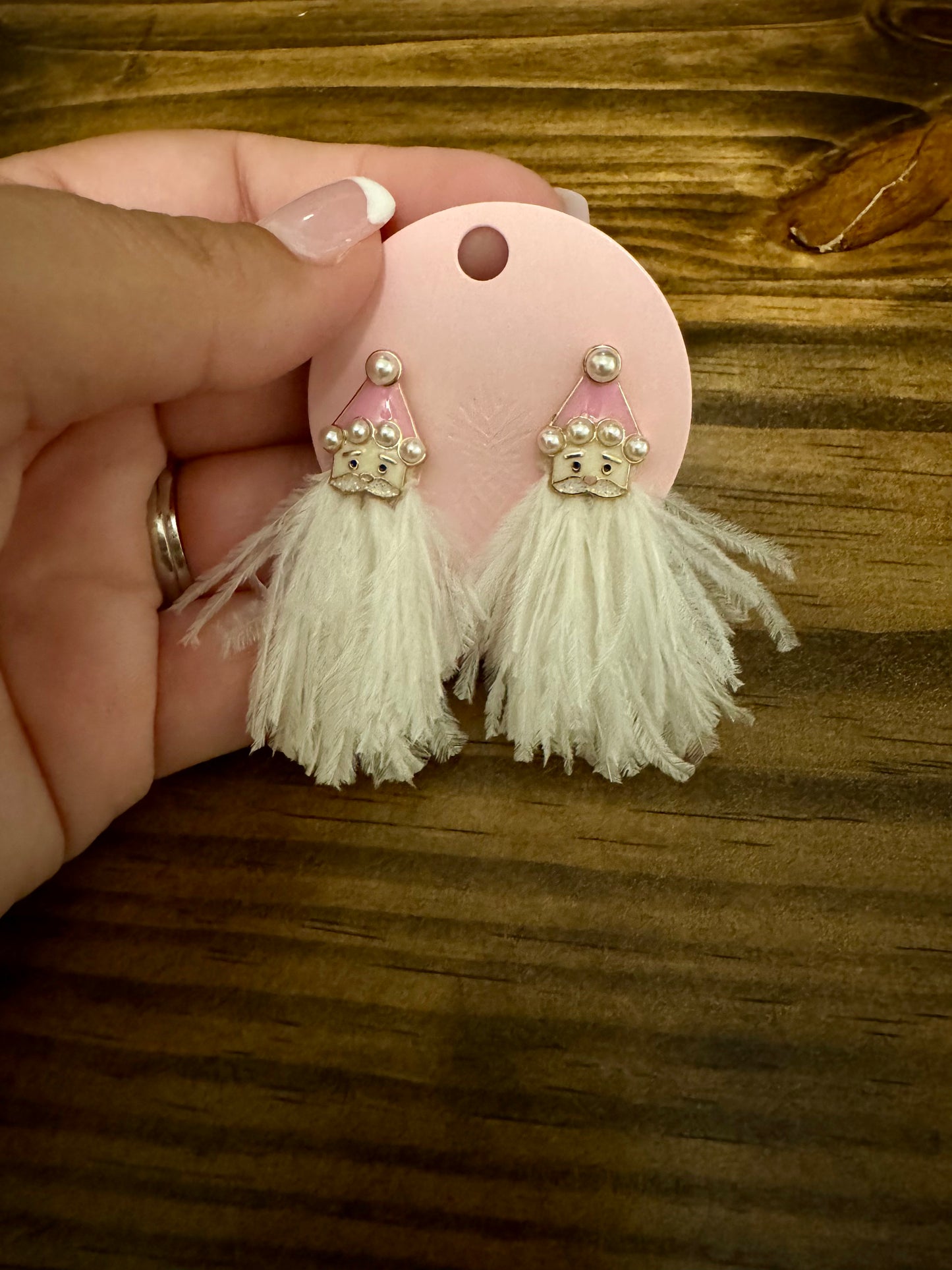 Santa Feather Dangle Earrings by Prep Obsessed