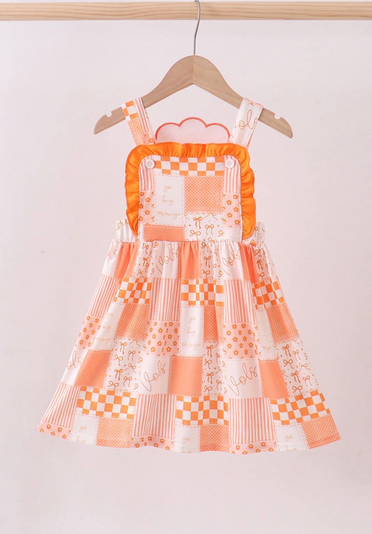 Orange Tennessee Applique Patchwork Ruffle Dress