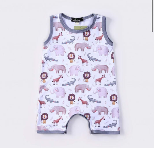 Wildlife Boys Romper By Clover Cottage