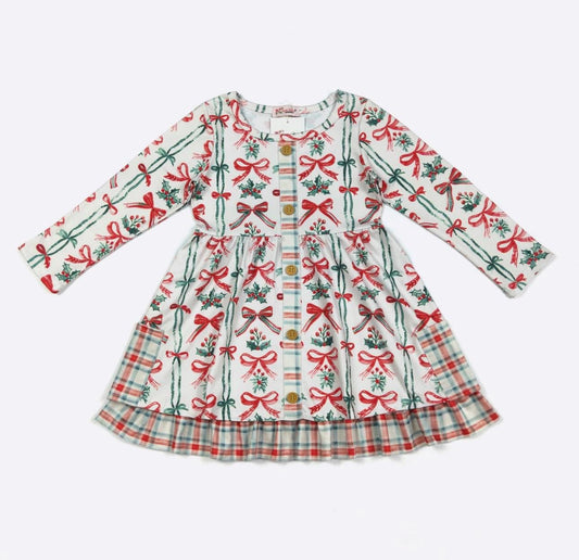Berry Merry Bows Girls Dress By Clover Cottage