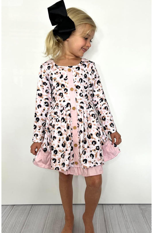 Blush/Gold Leopard Dress by Clover Cottage