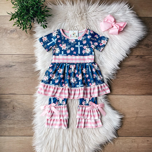Crosses & Gingham Infant Romper By TwoCan