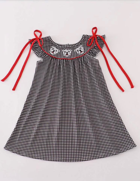 Georgia Bulldog Embroidered Plaid Dress
