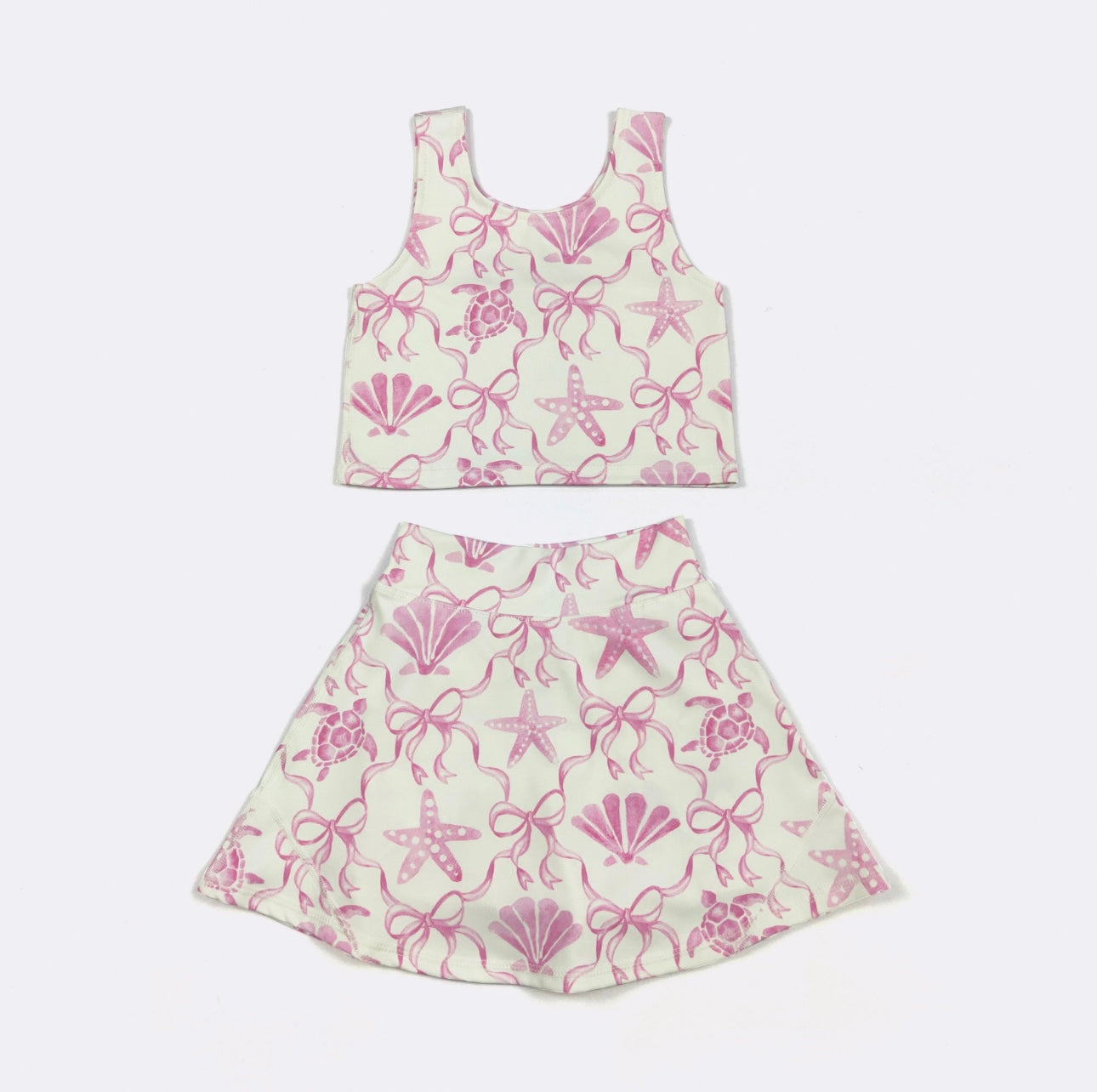 Pink Seashell Belle Girls Skort Set By Clover Cottage