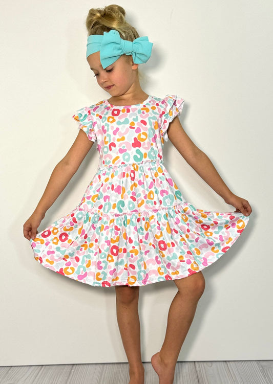 Leopard Sprinkles Dress by Clover Cottage