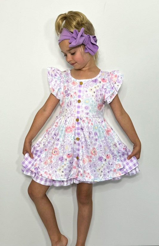 Orchid Petals Girls Dress by Clover Cottage