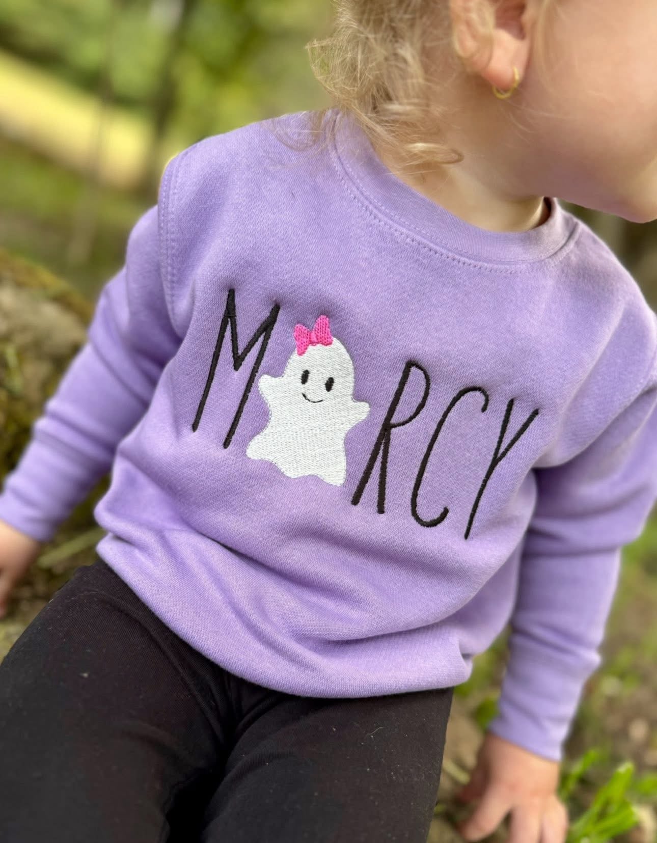 Embroidered Name With Glow In The Dark Ghost Sweatshirt