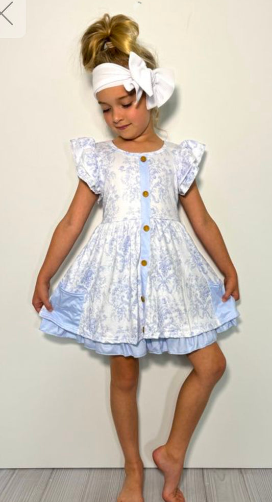 Wedgewood Damask Dress by Clover Cottage