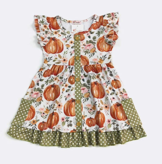 Watercolor Pumpkin Dress By Clover Cottage