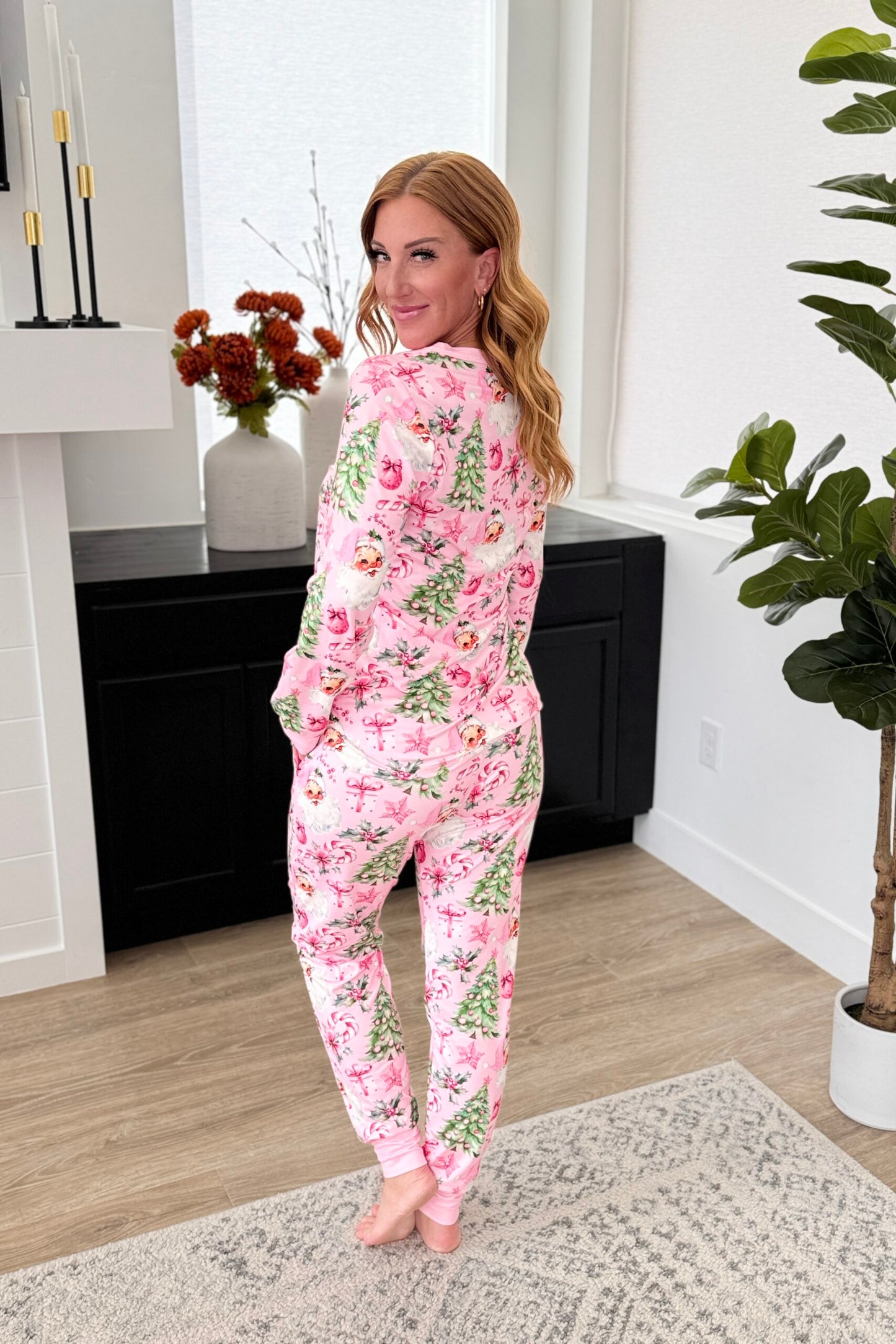Pink Santa Christmas Jogger PJ Set by Shirley & Stone