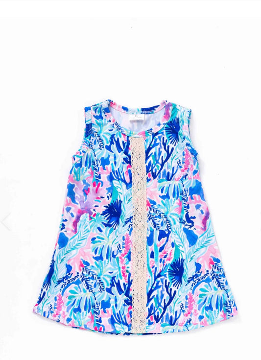 Blue Seagrass Print Shift Dress by Honeydew