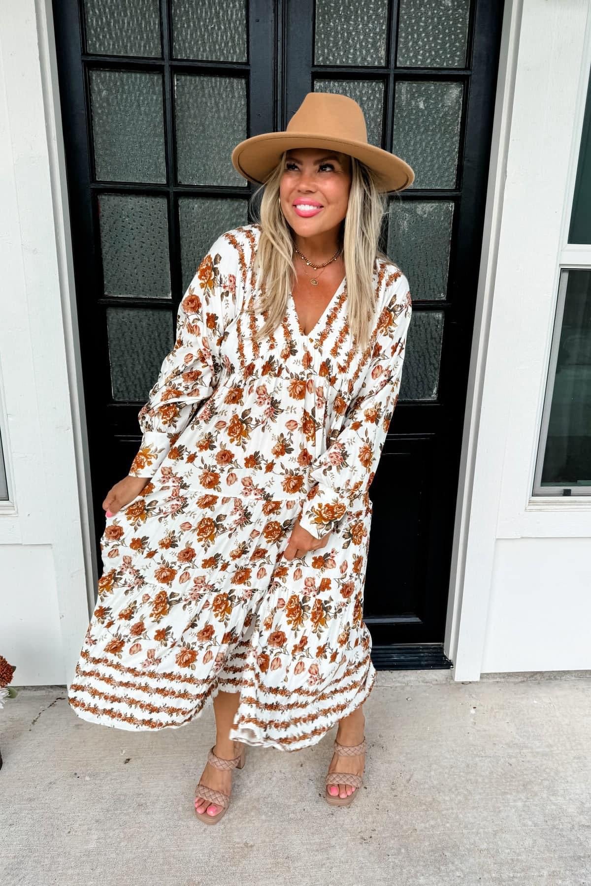 KORA FALL FLORAL DRESS BY BLAKELY DESIGNS