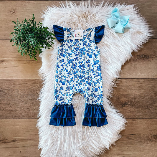 Blue & White Floral Infant Romper By TwoCan