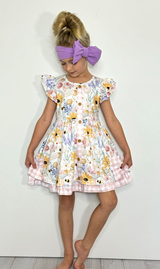 Bee Floral Dress by Clover Cottage
