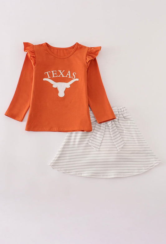 Rust Texas Embroidered Skort Set